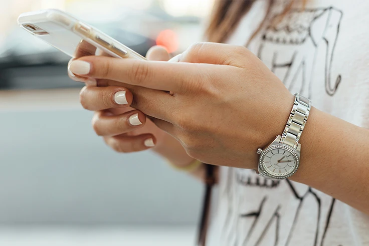 young female on dating app