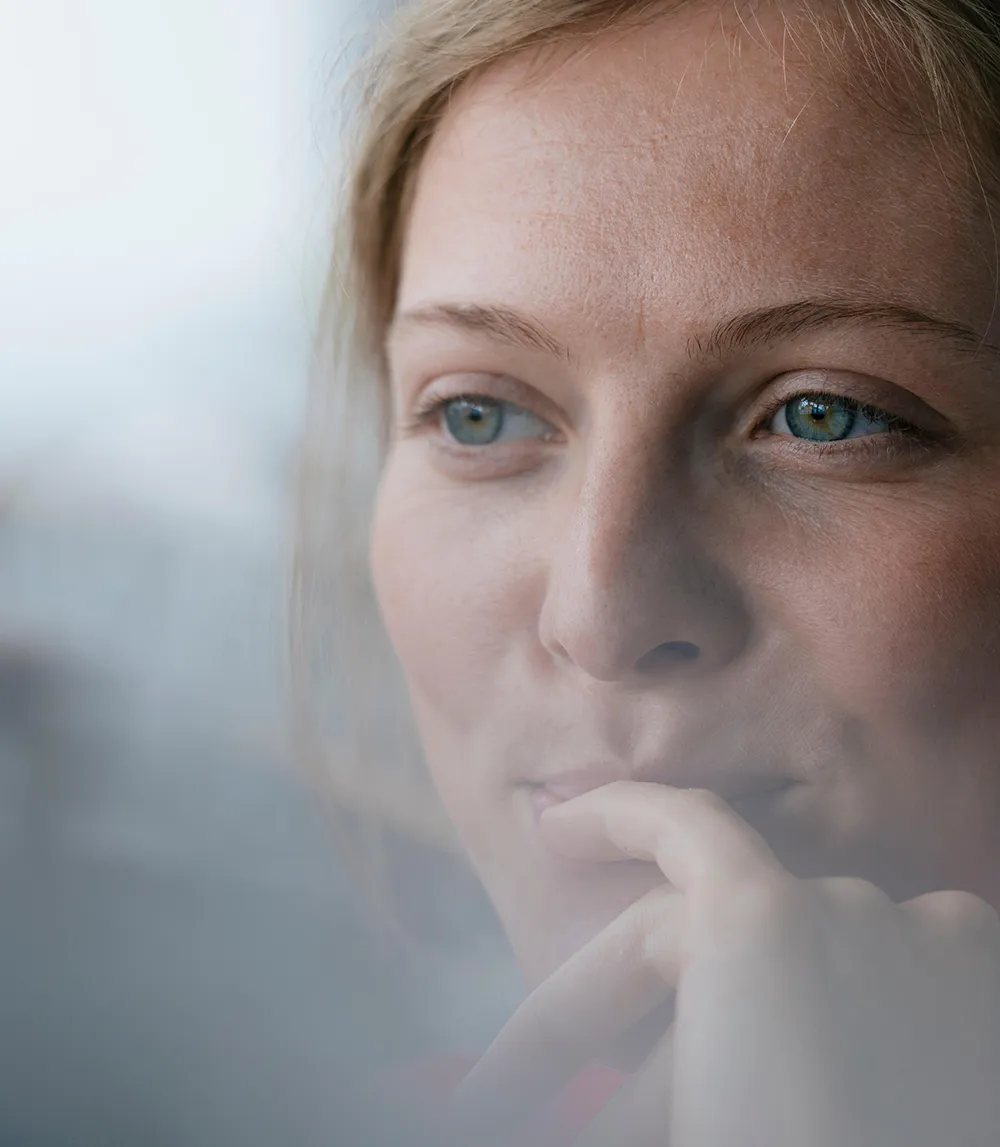 woman considering therapy support